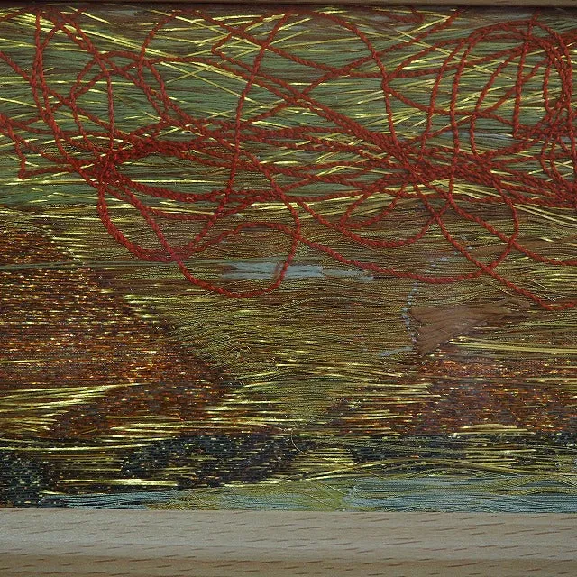 0036　Frame Art 【The thread that runs along the back of the obi】/ hand woven Hand-dyed Kimono Remake Handmade Interior