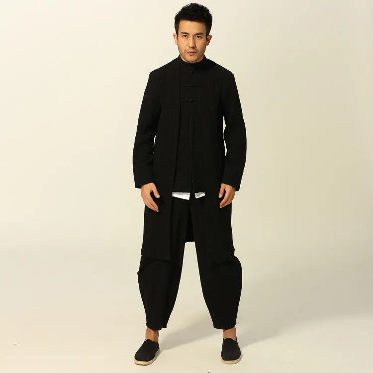 100% Cotton 2-piece Bodycon Chinese Coat Kung Fu Suit