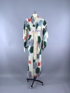 1920s Vintage Silk Kimono Robe / Tiger Lilly Floral Ikat