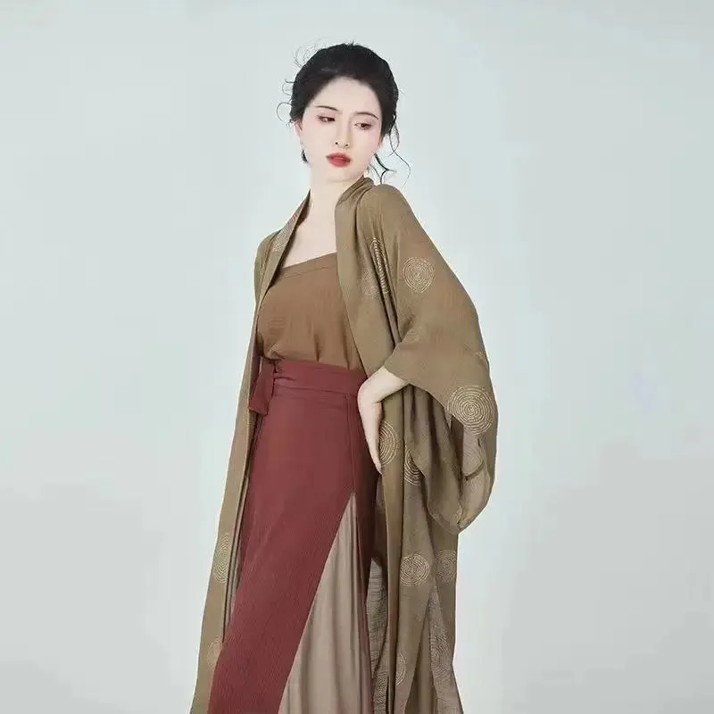 2023 summer new hanfu chinese ancient song dynasty women clothes daily loose casual improved three pieces elegant hanfu set s369