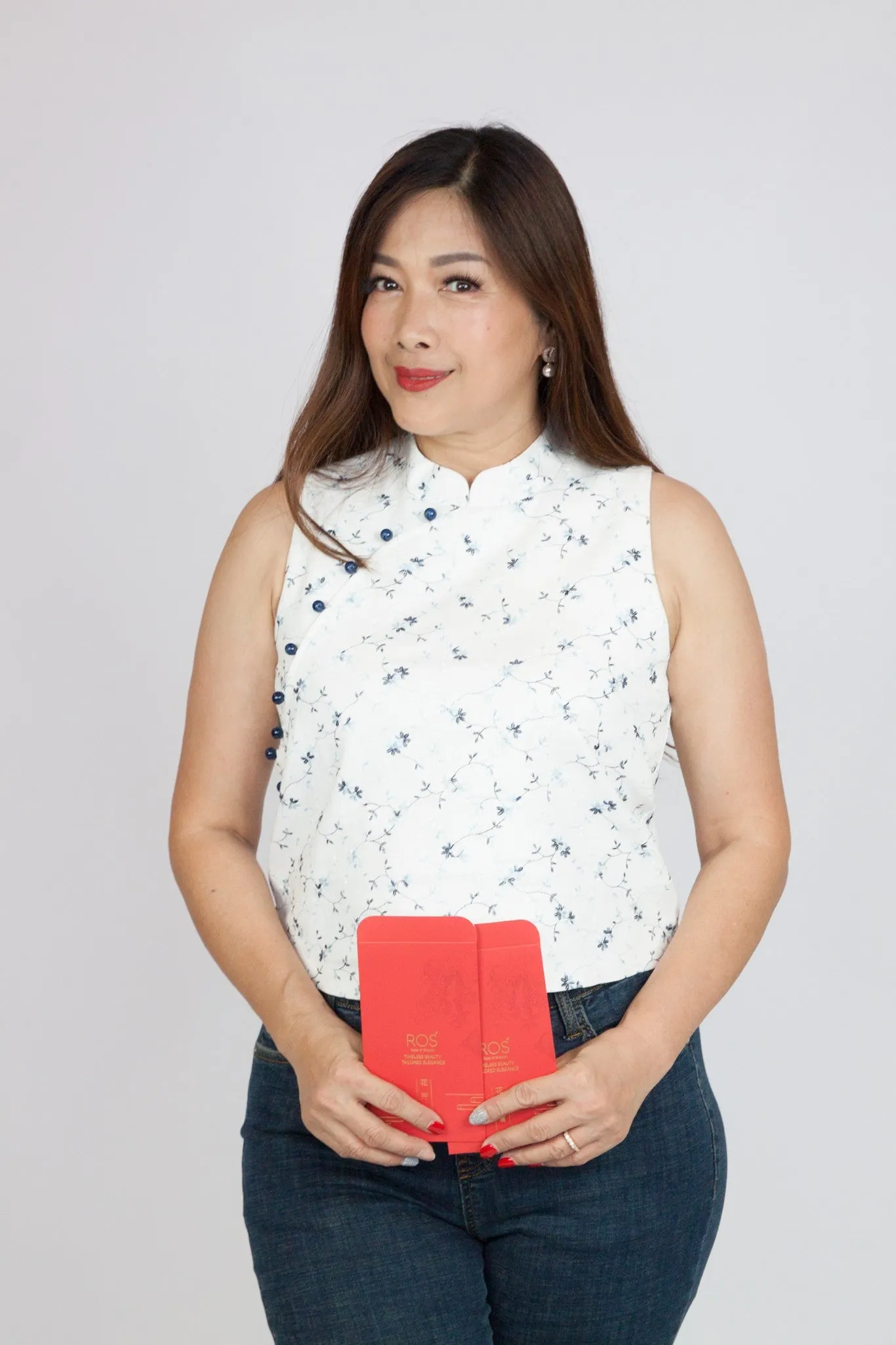 3D Floral Patterned Cheongsam Top