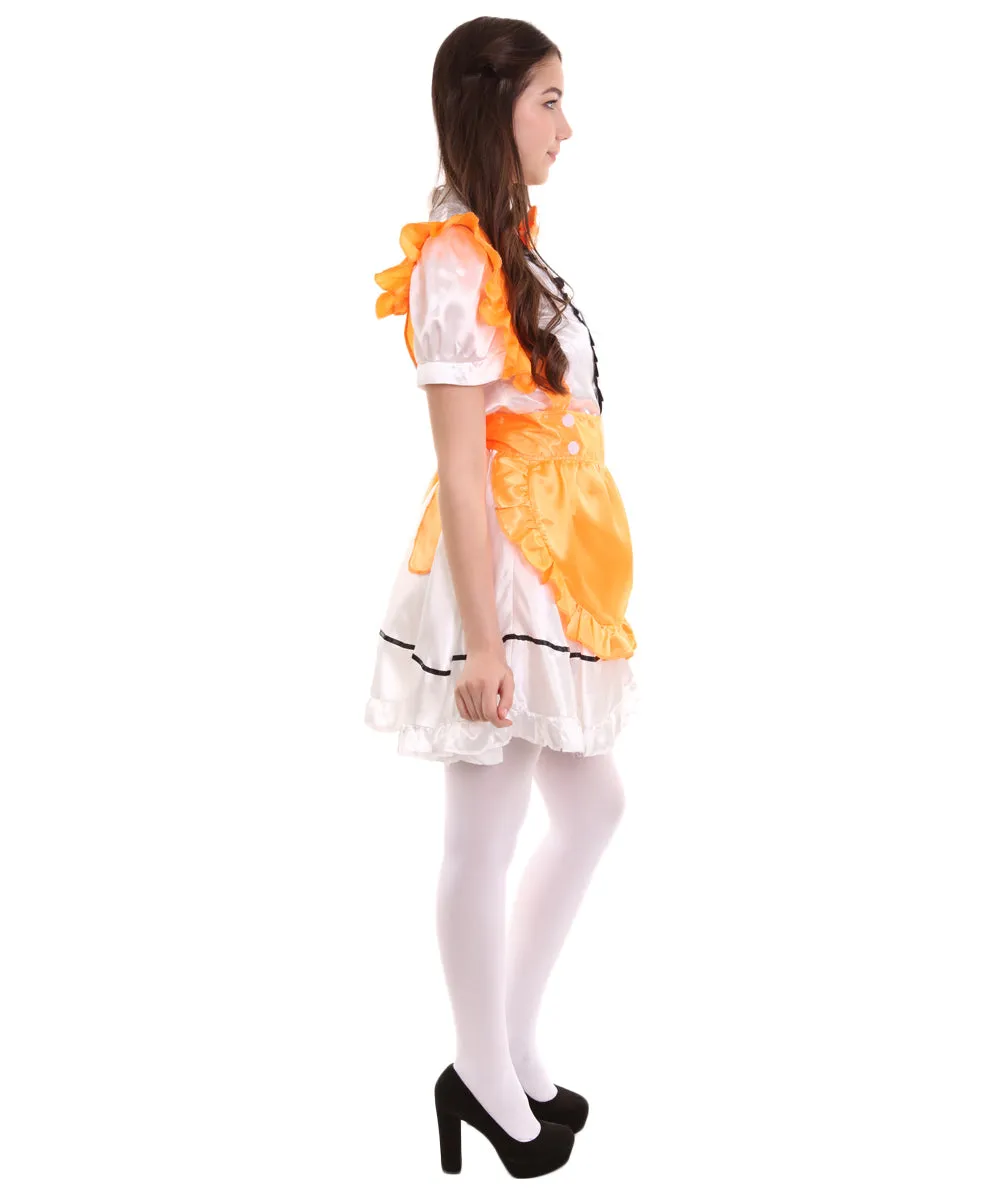 Adult Women's Anime Cosplay French Maid Fancy Uniform Costume | Orange Cosplay Costume