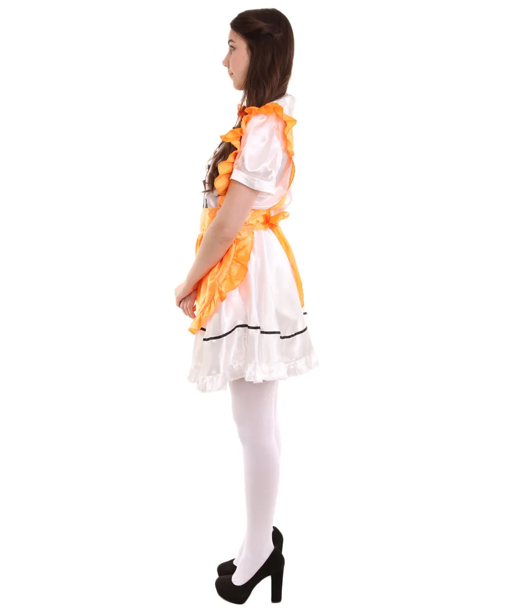 Adult Women's Anime Cosplay French Maid Fancy Uniform Costume | Orange Cosplay Costume
