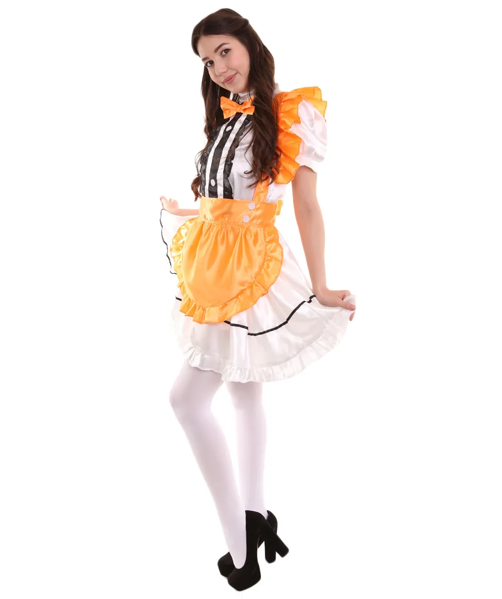 Adult Women's Anime Cosplay French Maid Fancy Uniform Costume | Orange Cosplay Costume