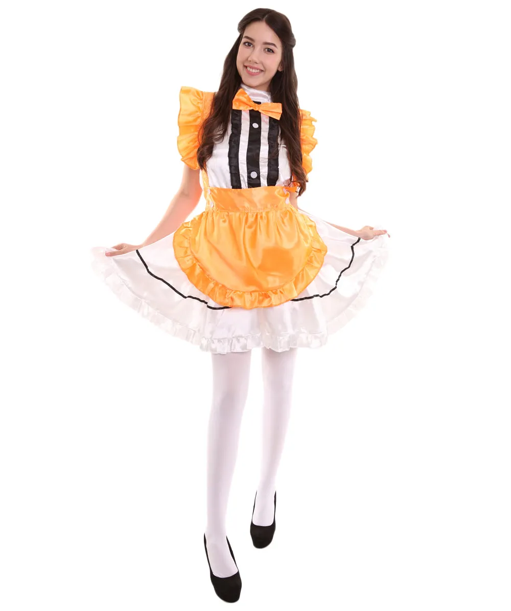 Adult Women's Anime Cosplay French Maid Fancy Uniform Costume | Orange Cosplay Costume