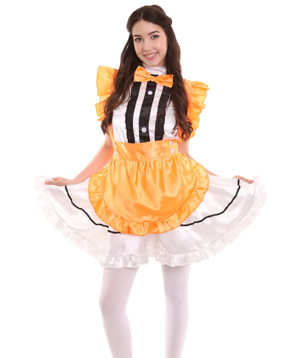 Adult Women's Anime Cosplay French Maid Fancy Uniform Costume | Orange Cosplay Costume