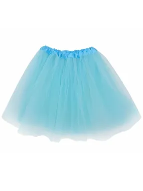 Aqua Blue Tutu Skirt - Kids Size 3-Layer Tulle Basic Ballet Dance Costume Tutus for Girls