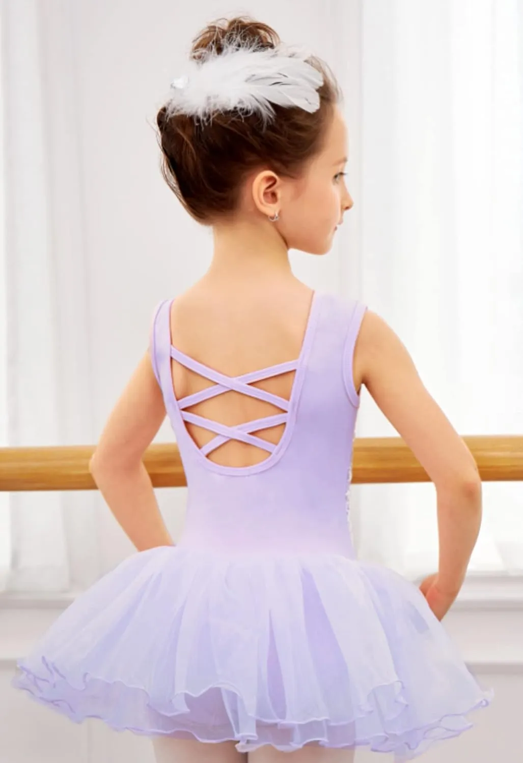 Arshiner Girls Dance Tutu Dress Sparkly Sequin Ballet Cross Back Dresses