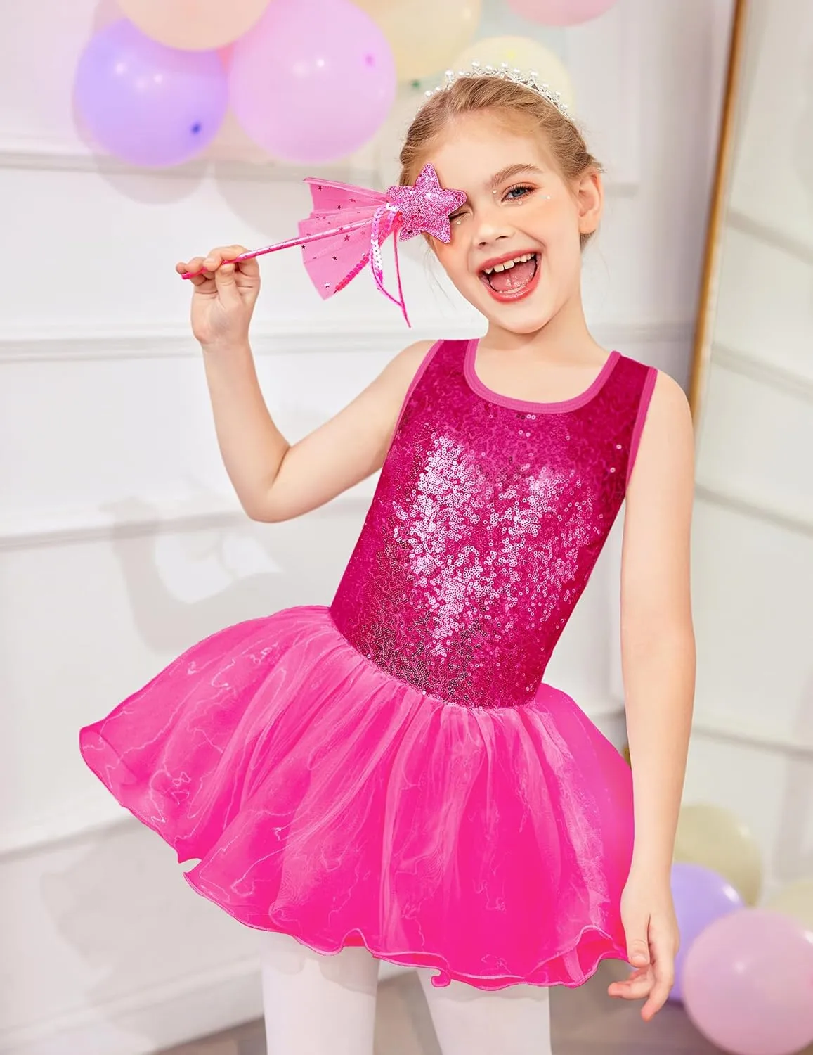 Arshiner Girls Dance Tutu Dress Sparkly Sequin Ballet Cross Back Dresses