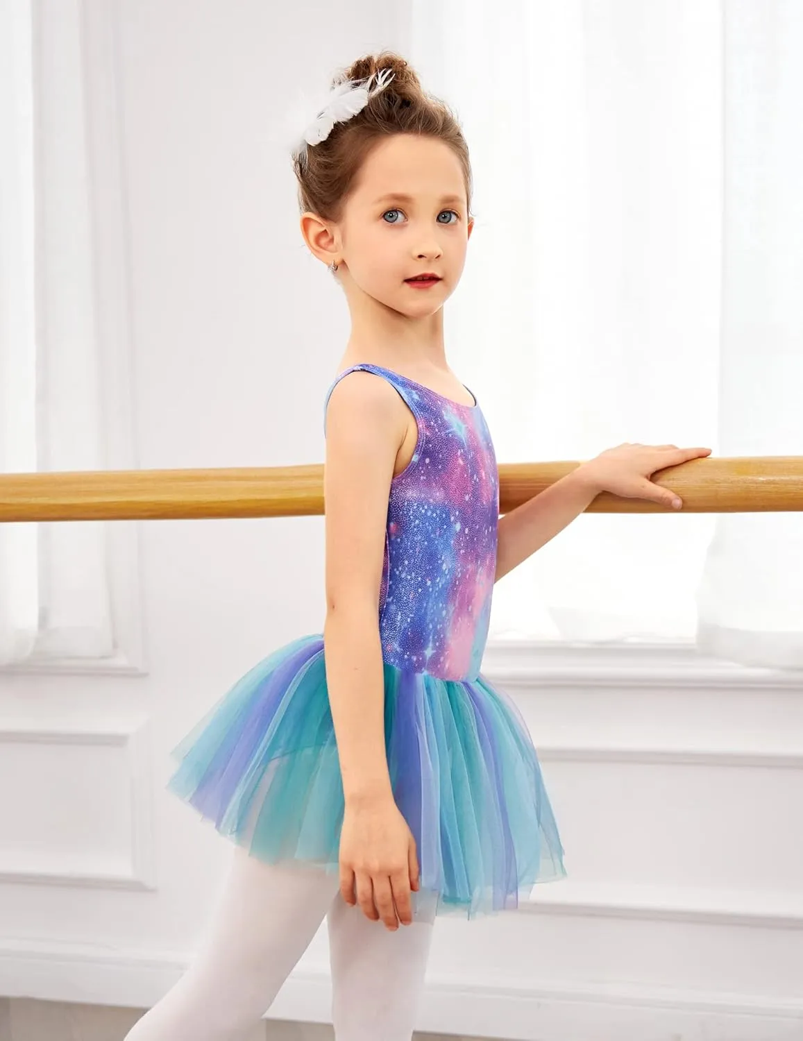 Arshiner Girls Dance Tutu Dress Sparkly Sequin Ballet Cross Back Dresses