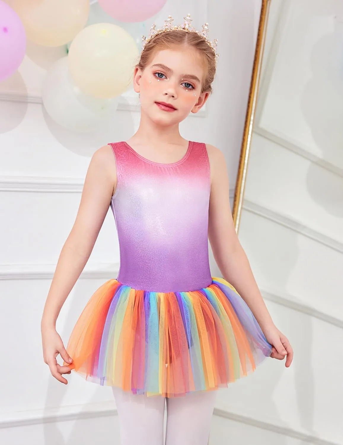 Arshiner Girls Dance Tutu Dress Sparkly Sequin Ballet Cross Back Dresses