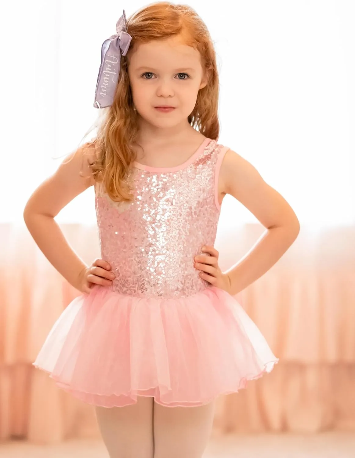 Arshiner Girls Dance Tutu Dress Sparkly Sequin Ballet Cross Back Dresses