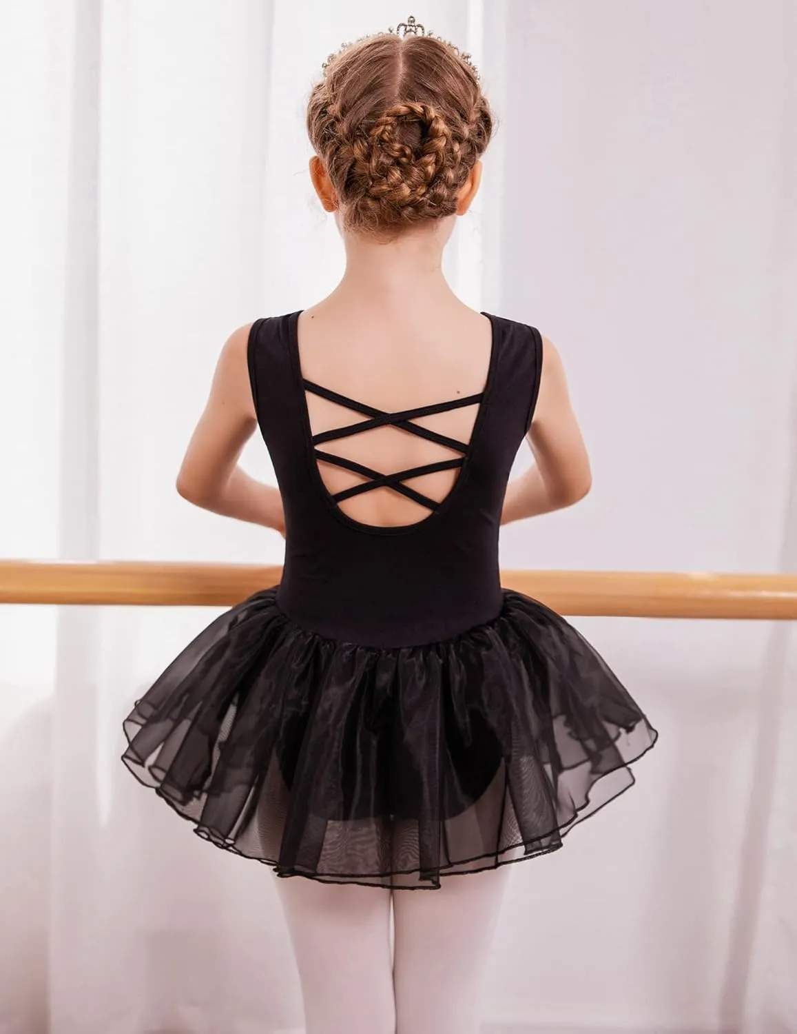 Arshiner Girls Dance Tutu Dress Sparkly Sequin Ballet Cross Back Dresses