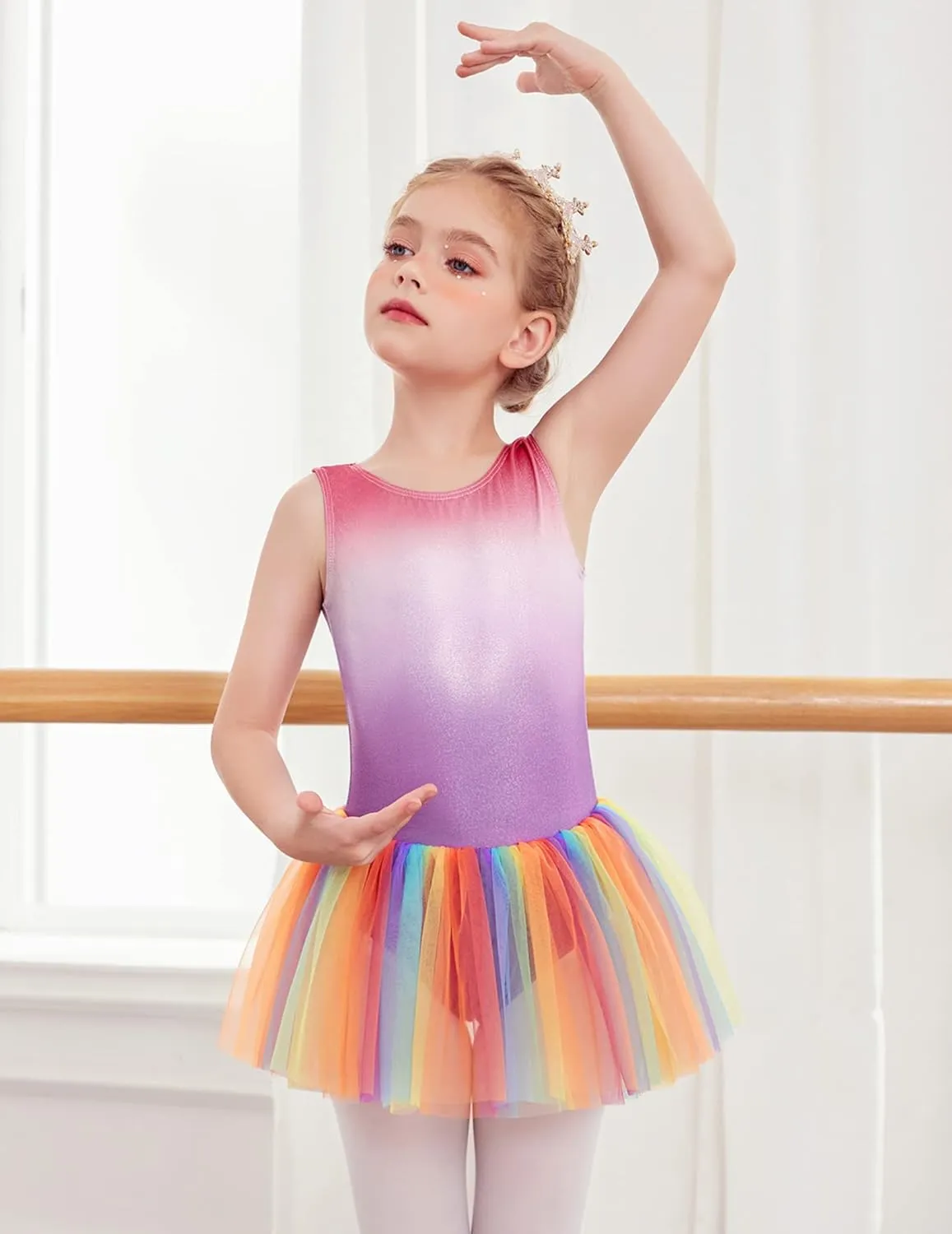 Arshiner Girls Dance Tutu Dress Sparkly Sequin Ballet Cross Back Dresses