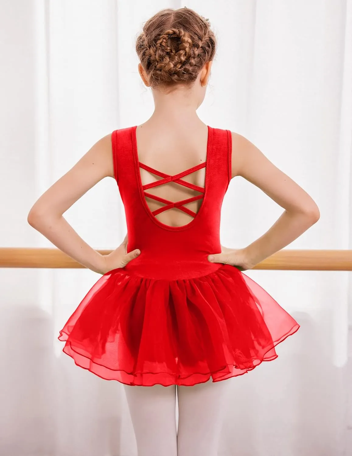Arshiner Girls Dance Tutu Dress Sparkly Sequin Ballet Cross Back Dresses