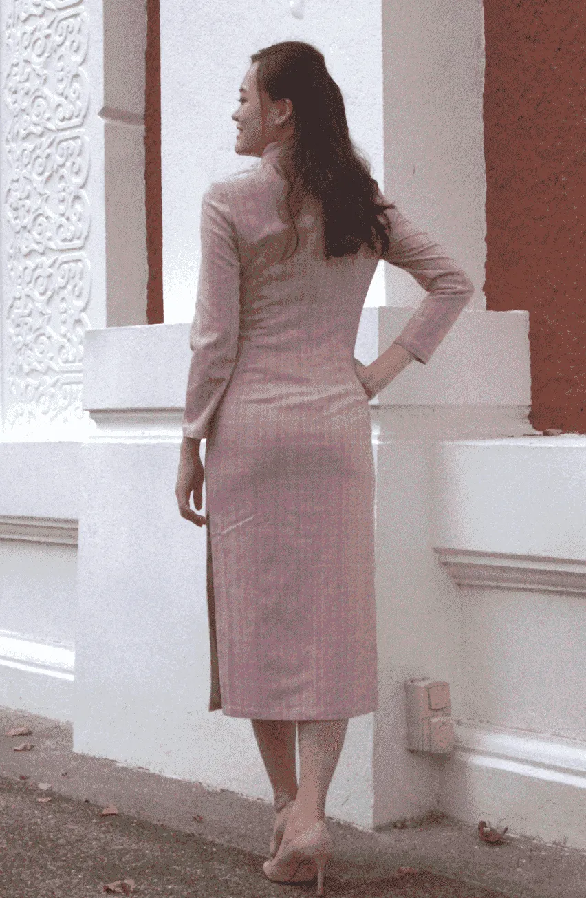 Autumn/Fall Nicole Pink Classic Chinese Mandarin Collar Cheongsam Qipao