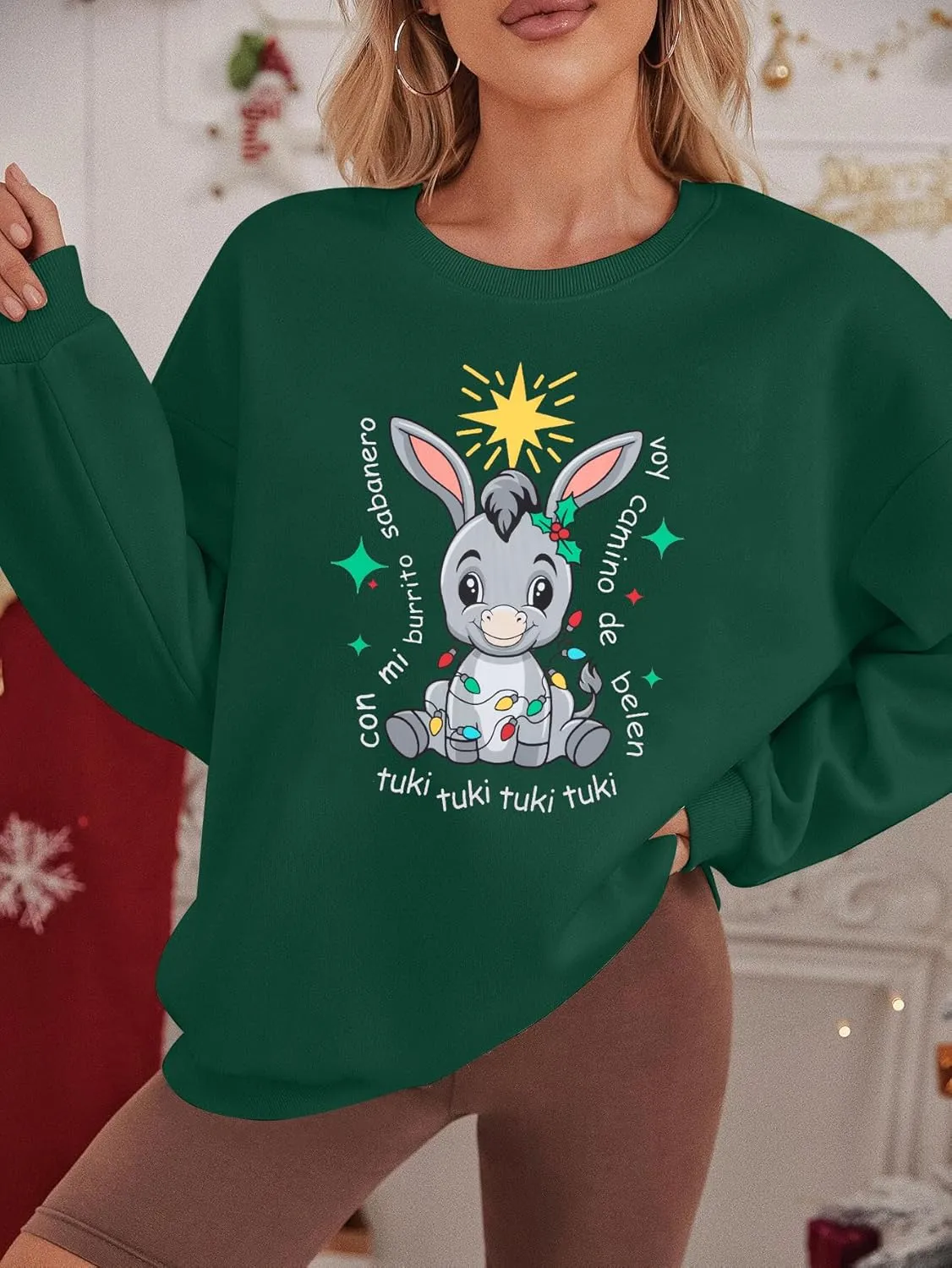 BANGELY Mexican Christmas SweatShirt Women Ugly Feliz Navidad Sweater Tuki Burrito Sabanero Shirt Claus Long Sleeve Top