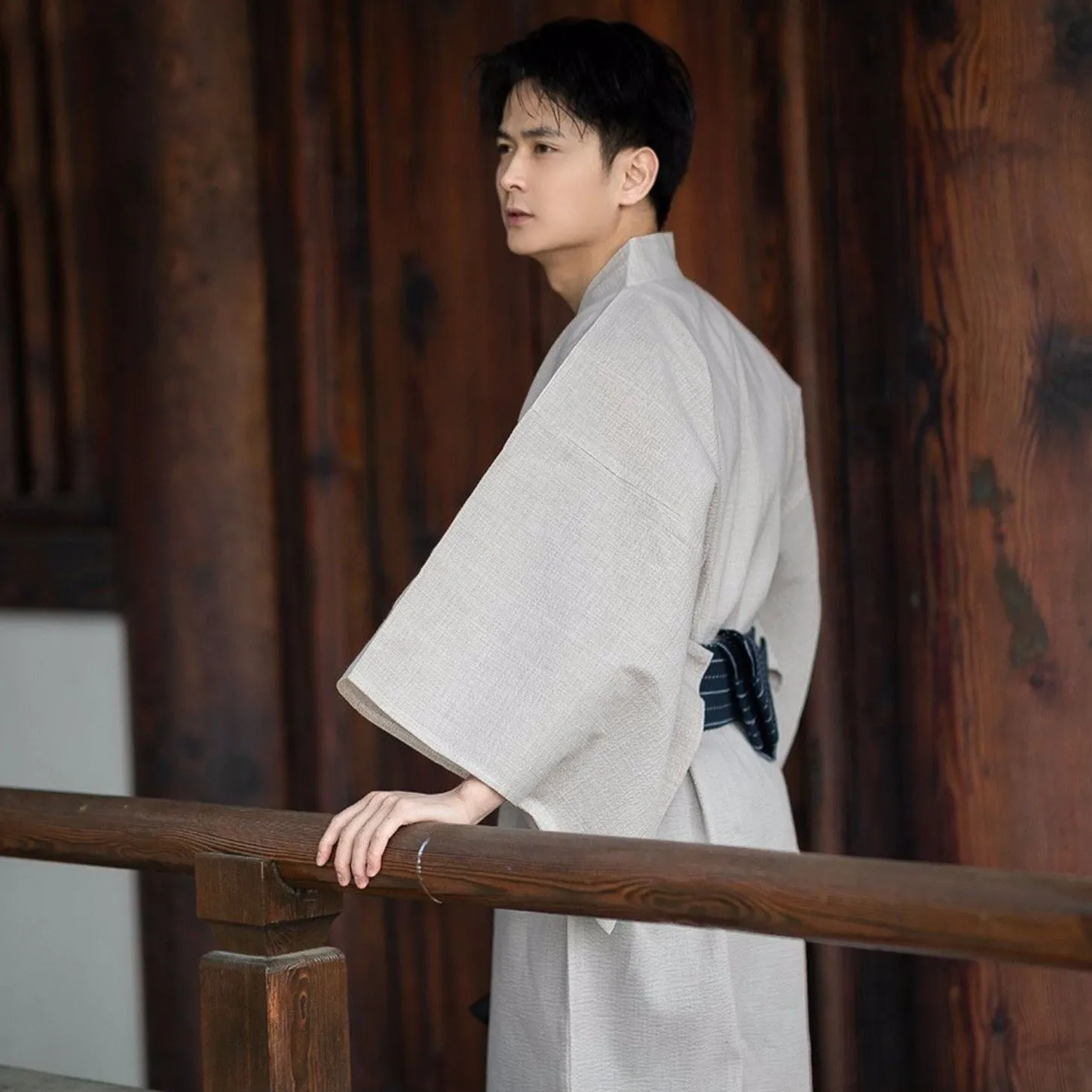 Beige Men Traditional Yukata