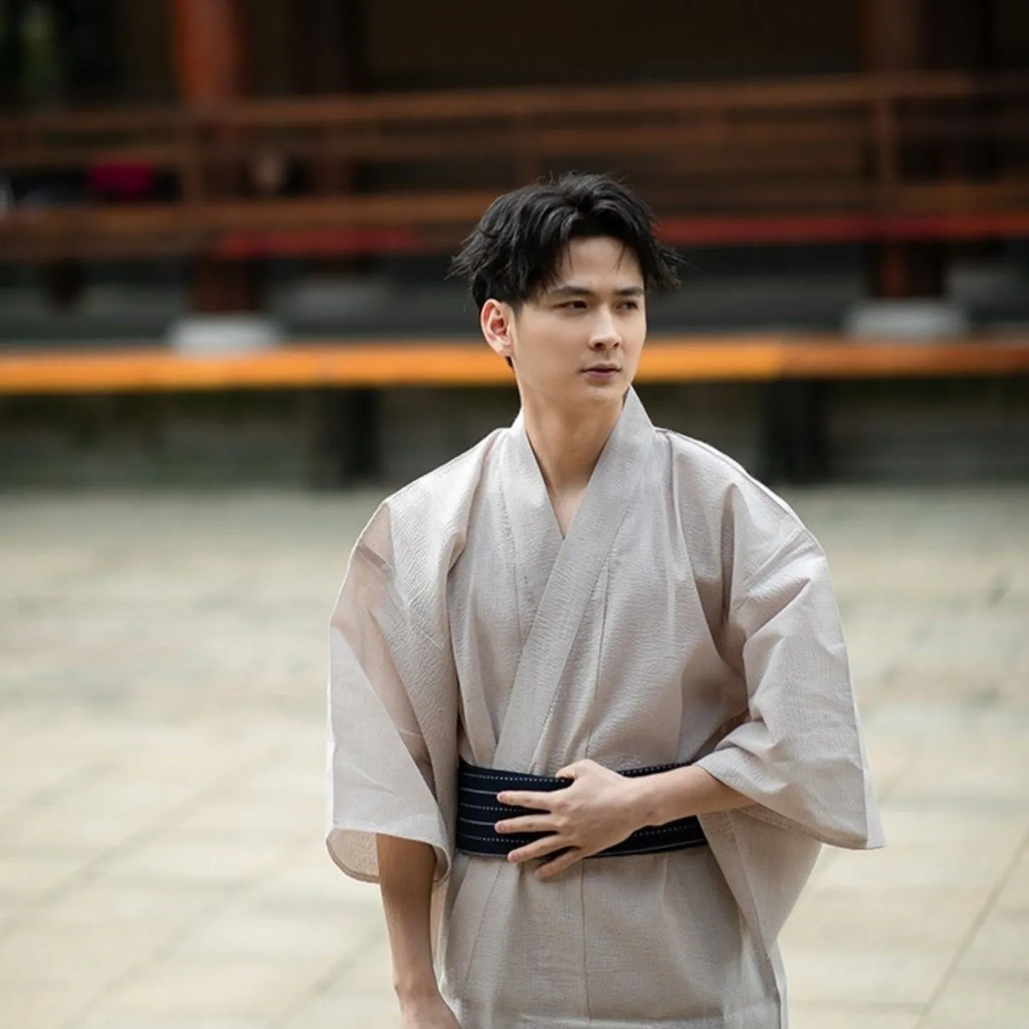 Beige Men Traditional Yukata