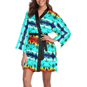 Between the Mountains Long Sleeve Satin Robe