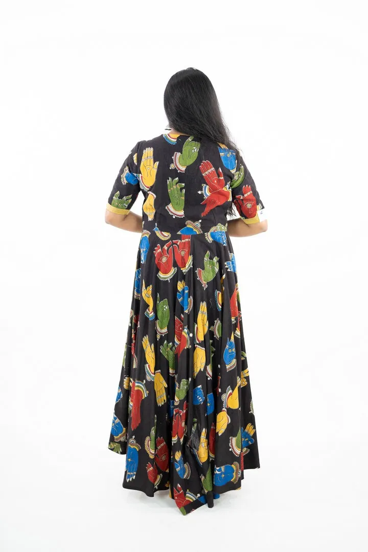 Black Kalamkari Cotton Long Frock