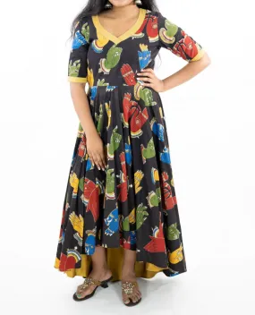 Black Kalamkari Cotton Long Frock