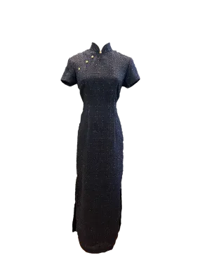 Black Sparkling Tweed Cheongsam