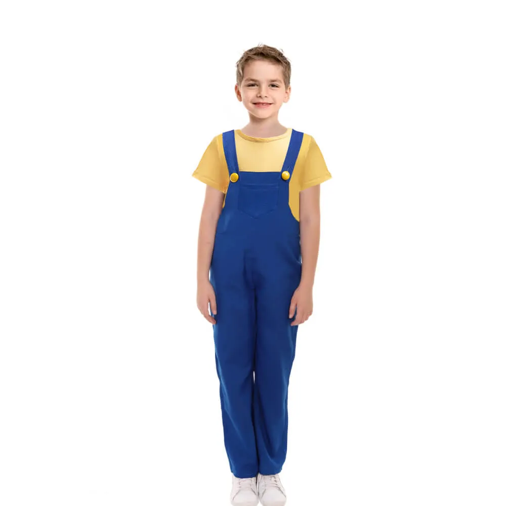 Boys Agnes Costume Yellow shirt and Denim overalls Kids Minion Costumes Halloween Costumes