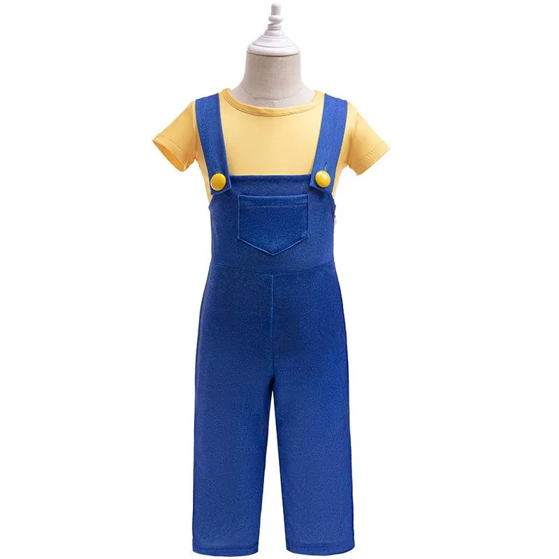 Boys Agnes Costume Yellow shirt and Denim overalls Kids Minion Costumes Halloween Costumes