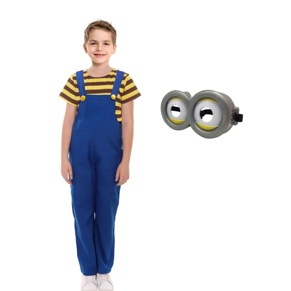 Boys Agnes Costume Yellow shirt and Denim overalls Kids Minion Costumes Halloween Costumes