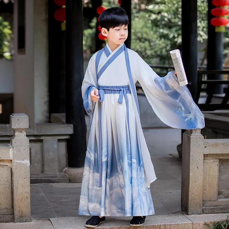 Boys' Light Blue Chinese Costume