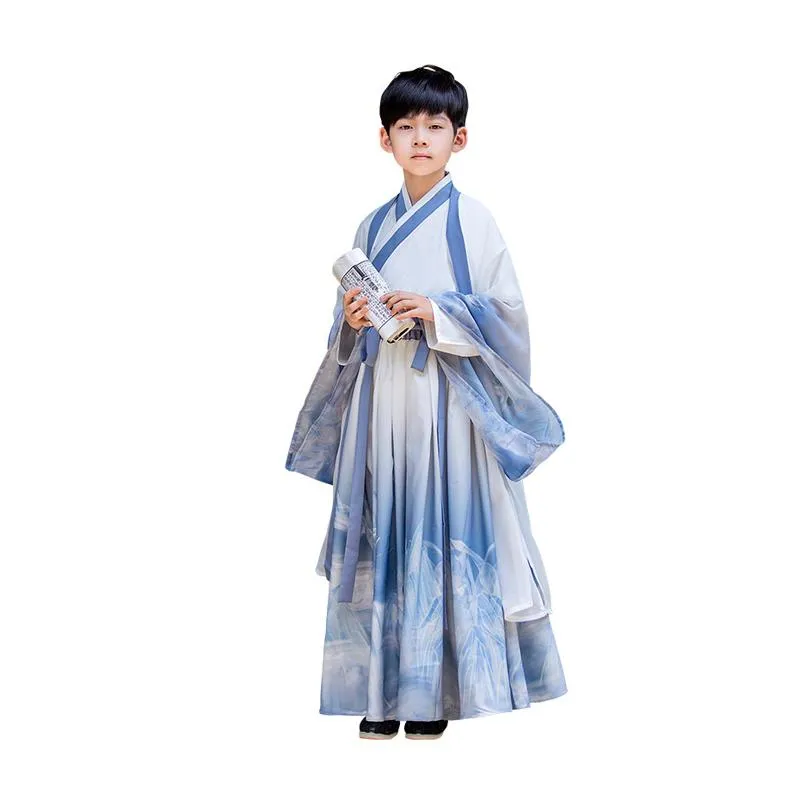 Boys' Light Blue Chinese Costume