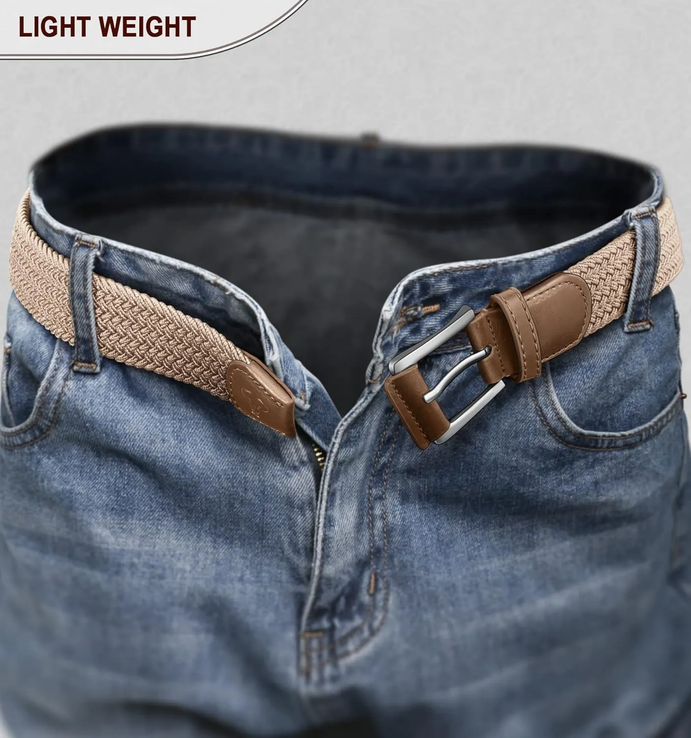 BULLIANT Stretch Belt Men,Mens Gift Woven Braided Web Belt 1 3/8 for Golf Casual Pants Shirts Jeans