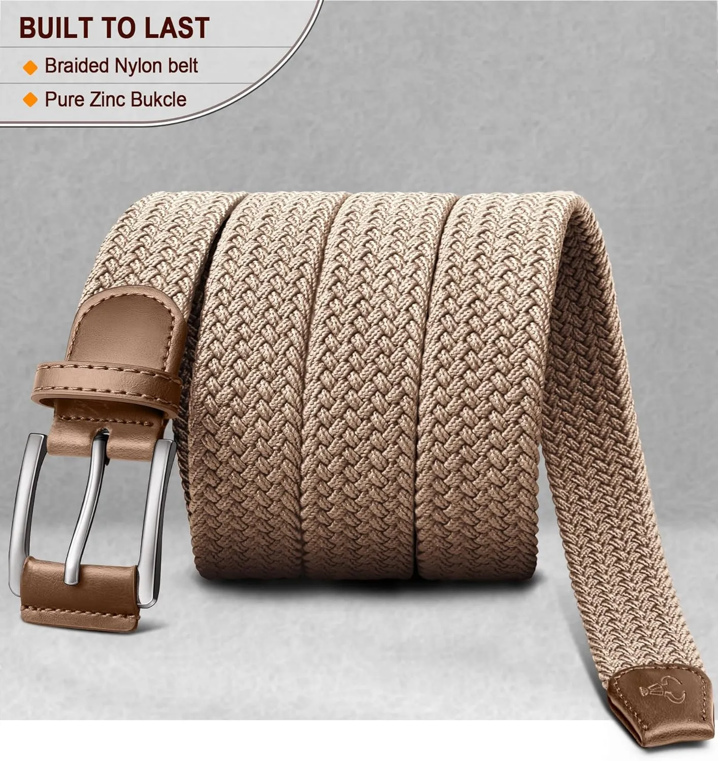 BULLIANT Stretch Belt Men,Mens Gift Woven Braided Web Belt 1 3/8 for Golf Casual Pants Shirts Jeans