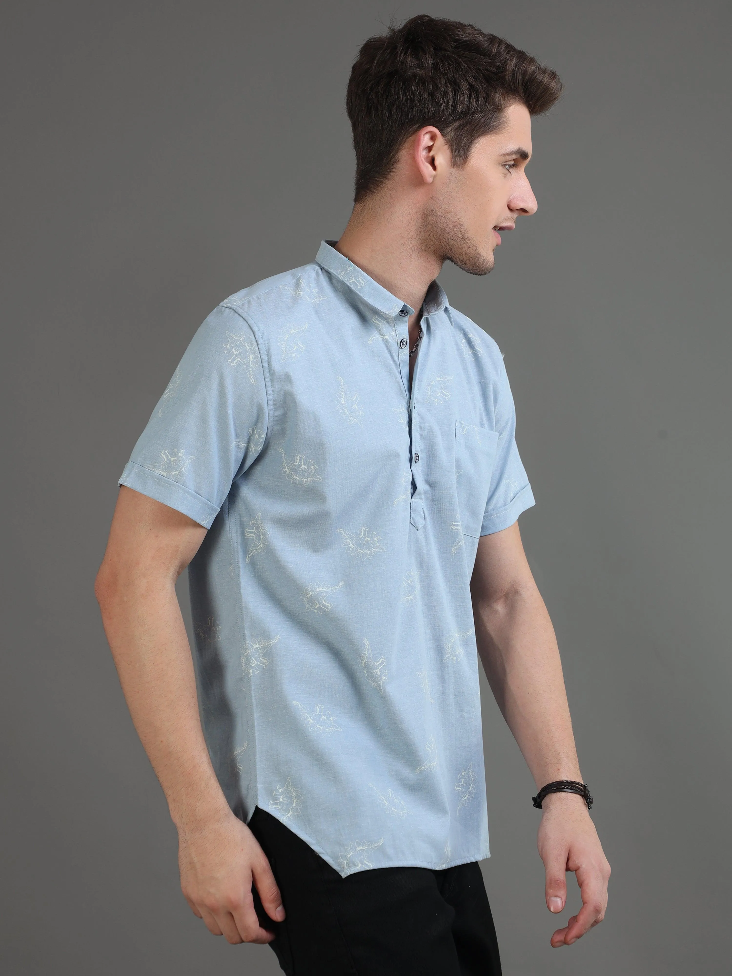 Chambrosaur Half Sleeves Kurta Shirt