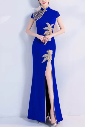 Cheongsam Style Embroidered Maxi Prom Formal Dress
