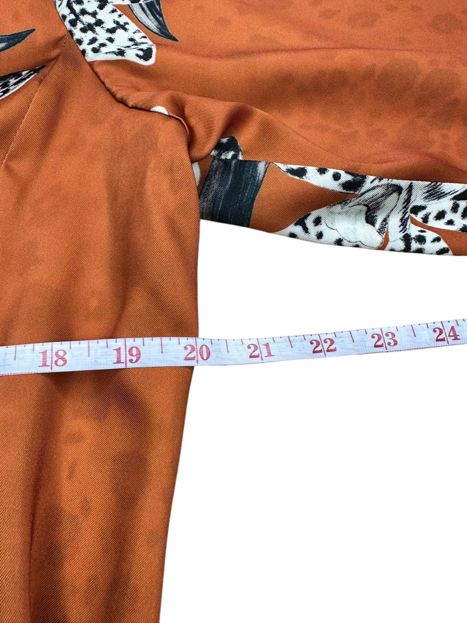 chicos Orange Satin Leopard Floral Print Kimono Size L