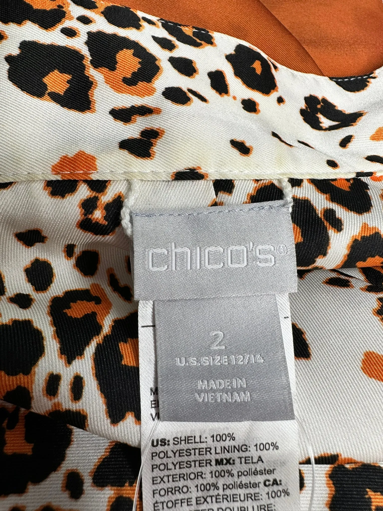 chicos Orange Satin Leopard Floral Print Kimono Size L
