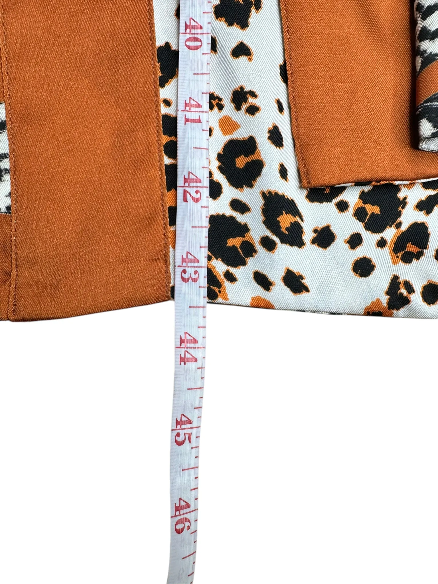 chicos Orange Satin Leopard Floral Print Kimono Size L