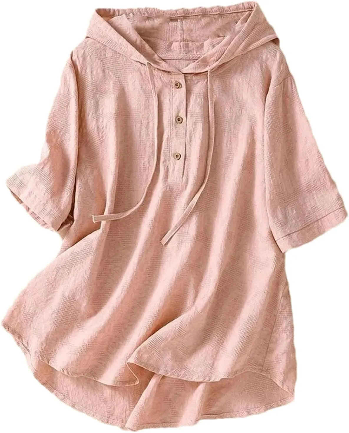 Chinese Style Casual Short-Sleeved Embroidered Cotton and Linen Shirt Women's Summer Hooded top Trend