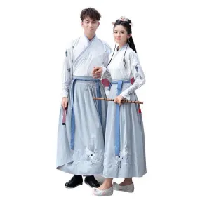 Chinese Traditional Dress Autumn White Hanfu Waist Three-Piece Suit