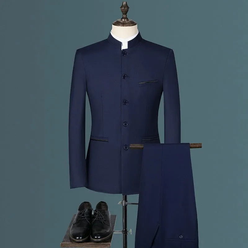 Chinese tunic Suit set, Chinese style tang suit set, Traditional Mandarin groom wear