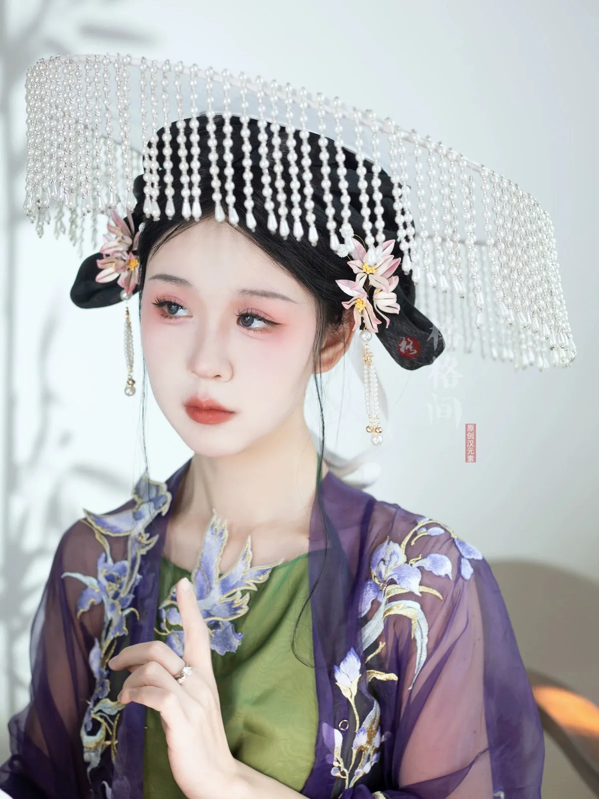 Chuan Zhu 串珠 Pearl Beads Tang Dynasty Modernized Weimao Veiled Hat