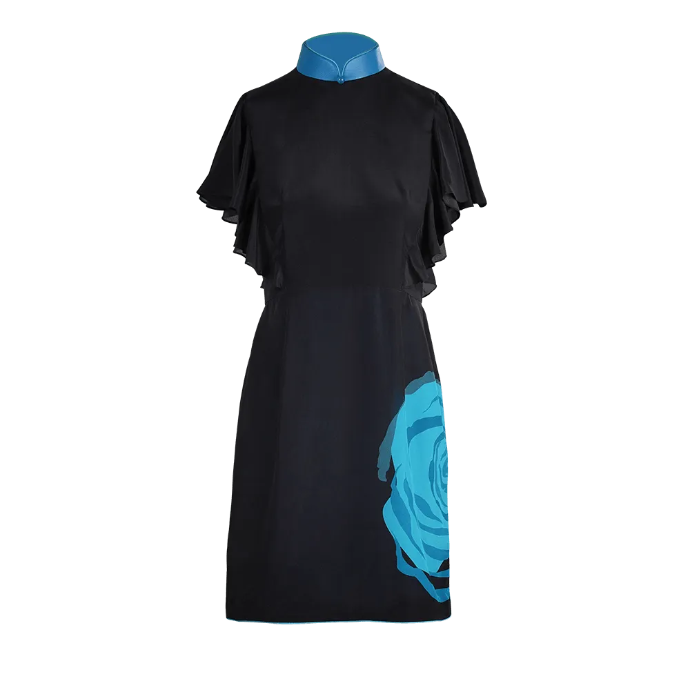 【CINÉMAROSE】100% Silk Cheongsam (Ruffle Sleeve)