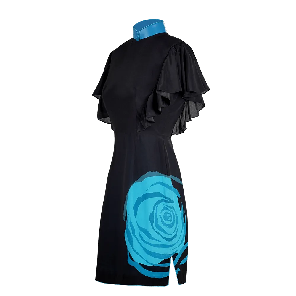 【CINÉMAROSE】100% Silk Cheongsam (Ruffle Sleeve)