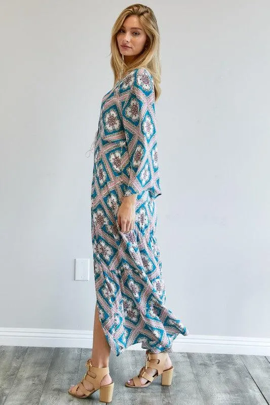 DAVI & DANI Printed Long Sleeve Loose Kimono