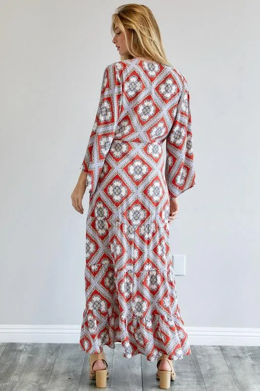 DAVI & DANI Printed Long Sleeve Loose Kimono