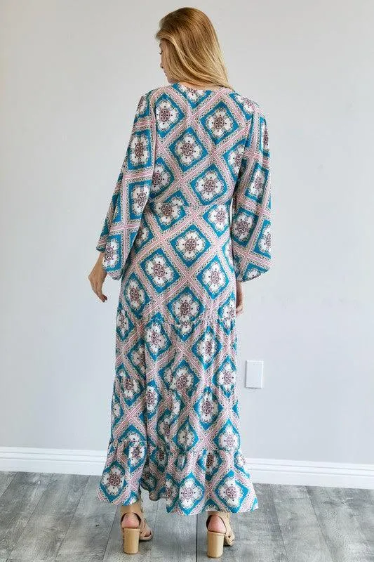 DAVI & DANI Printed Long Sleeve Loose Kimono