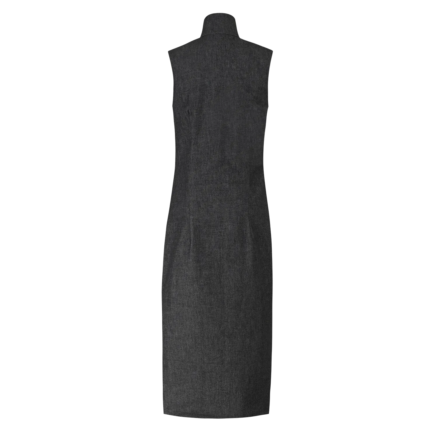 【DENIM】Navy & Black Modern Cheongsam with Braid Button Brooch (Sleeveless / Regular Fit)