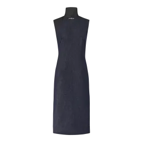 【DENIM】Navy & Black Modern Cheongsam with Braid Button Brooch (Sleeveless / Regular Fit)